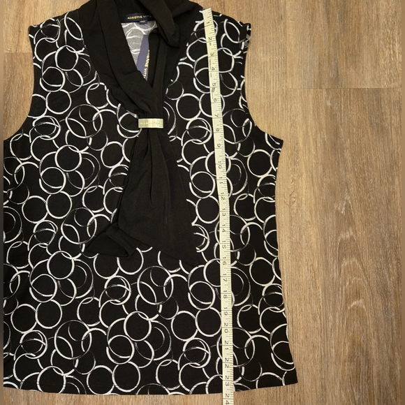 Adrienne Vittadini Sleeveless Scarf Top Size Medium Black & White - Picture 9 of 11